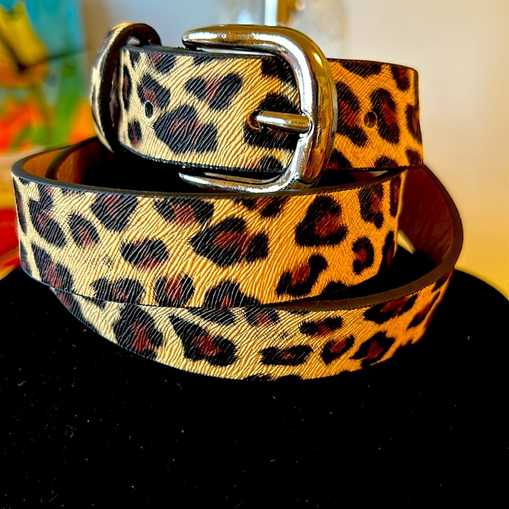 NWT Leopard Print Belt with Silver Buckle